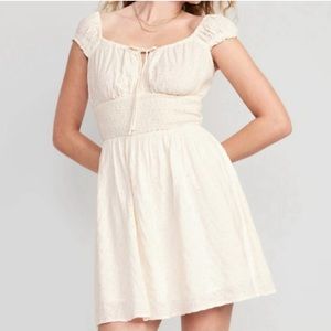 Cap Sleeve Smocked Eyelet Dress